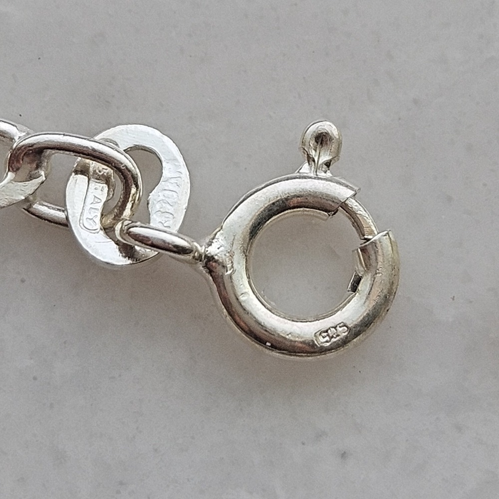 Vintage 925 ITALY Sterling Silver ID Open Heart Bracelet Approx. 7" L - Picture 5 of 8